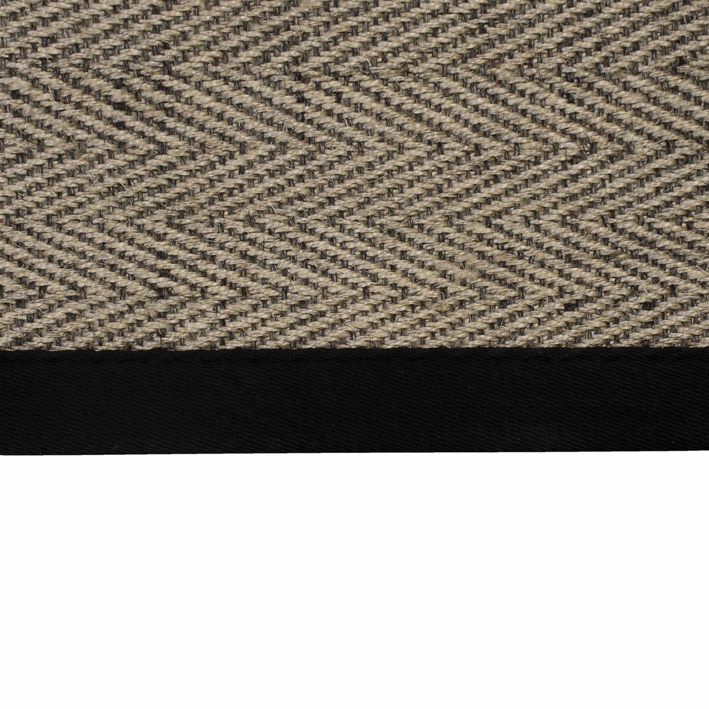 Estera Herringbone Natural Negro Borde Negro 2x2