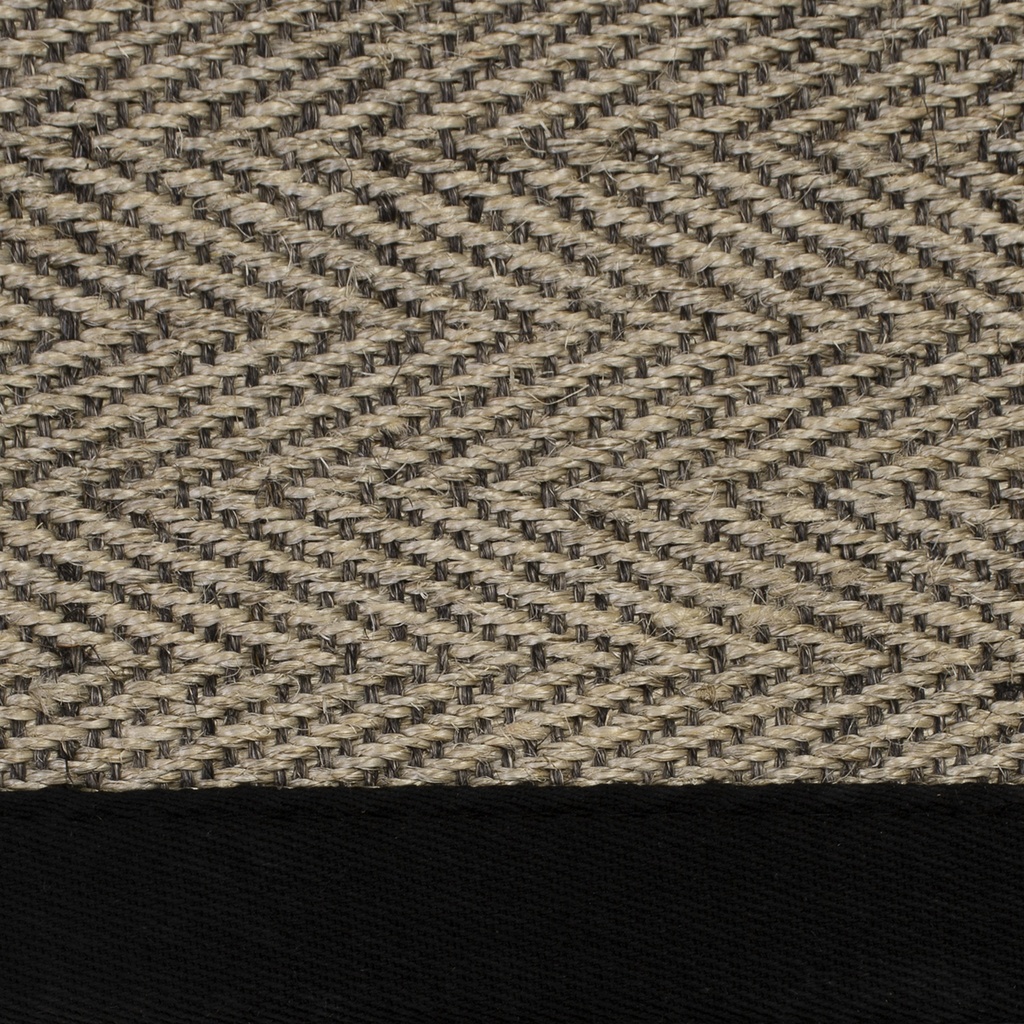 Estera Herringbone Natural Negro Borde Negro 3x4