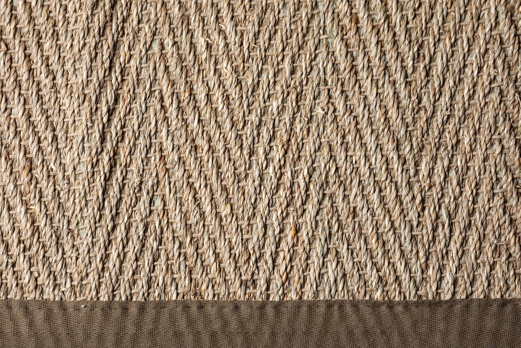 Estera Sisal - Herringbone Natural - Borde Marron - 6x4