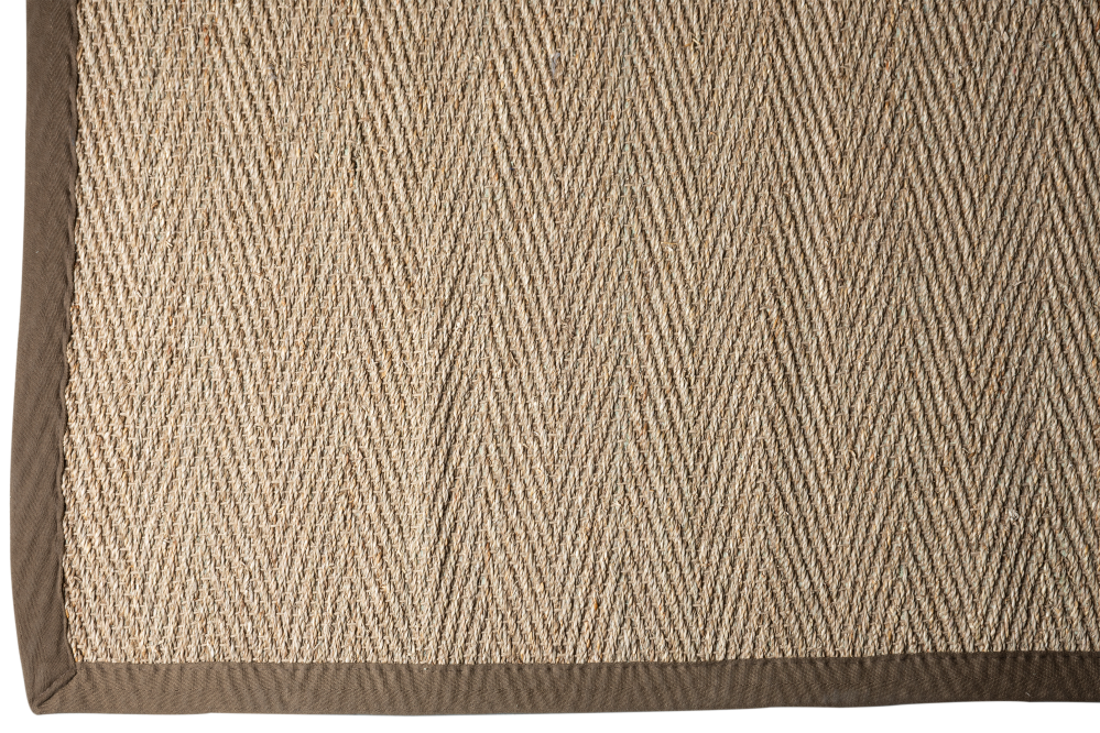 Estera Sisal - Herringbone Natural - Borde Marron - 6x4