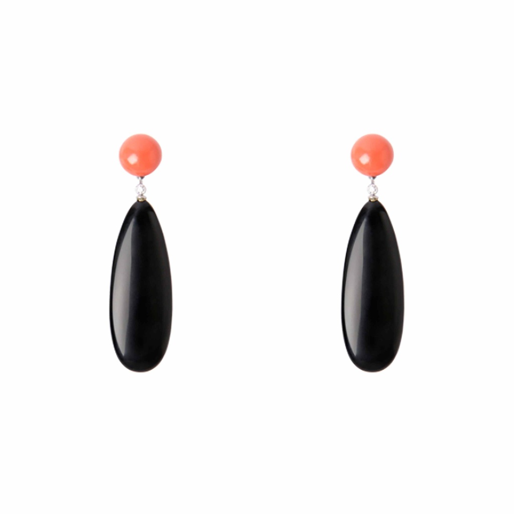 ARETES GOTA NEGRO NARANJA