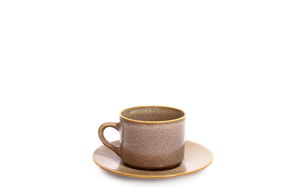 TAZA Y PLATO DE TE SHAGREEN TIERRA