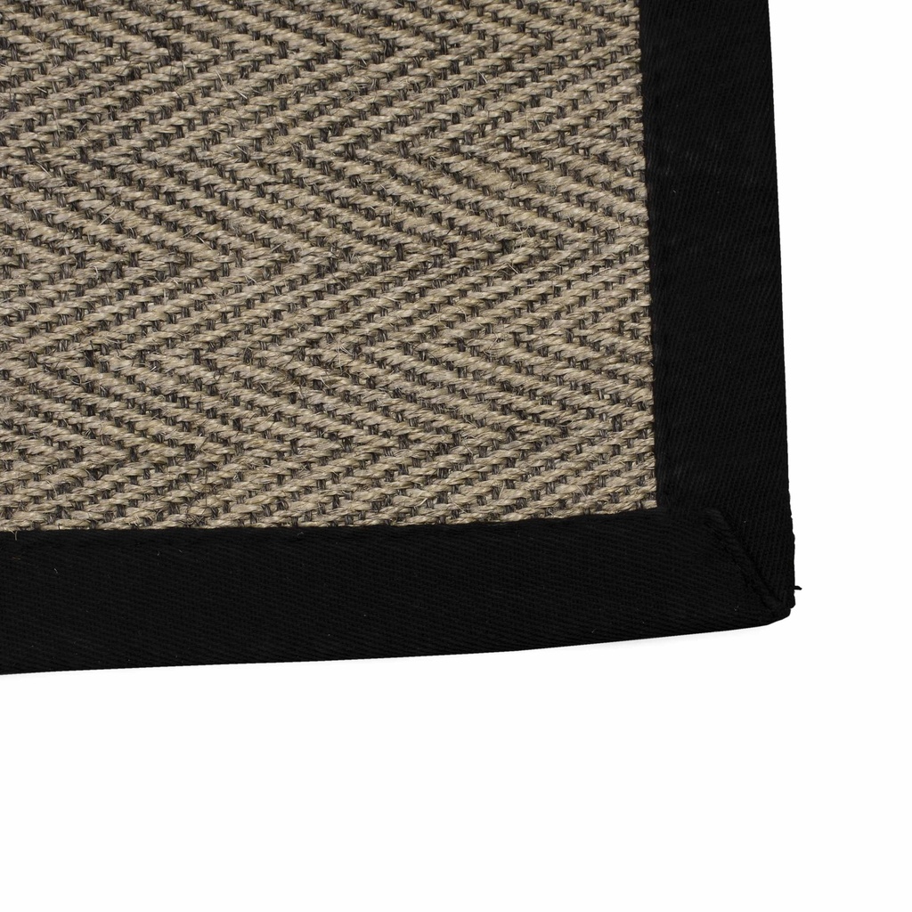 Estera Herringbone Natural Negro Borde Negro 2x2