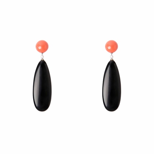 [221597] ARETES GOTA NEGRO NARANJA