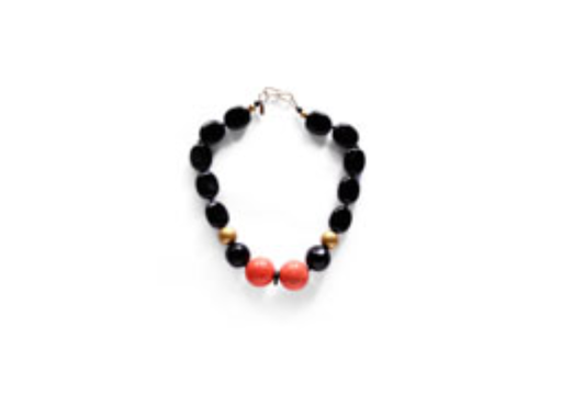 [216469] COLLAR NEGRO BOLAS SHAGREEN ROJAS